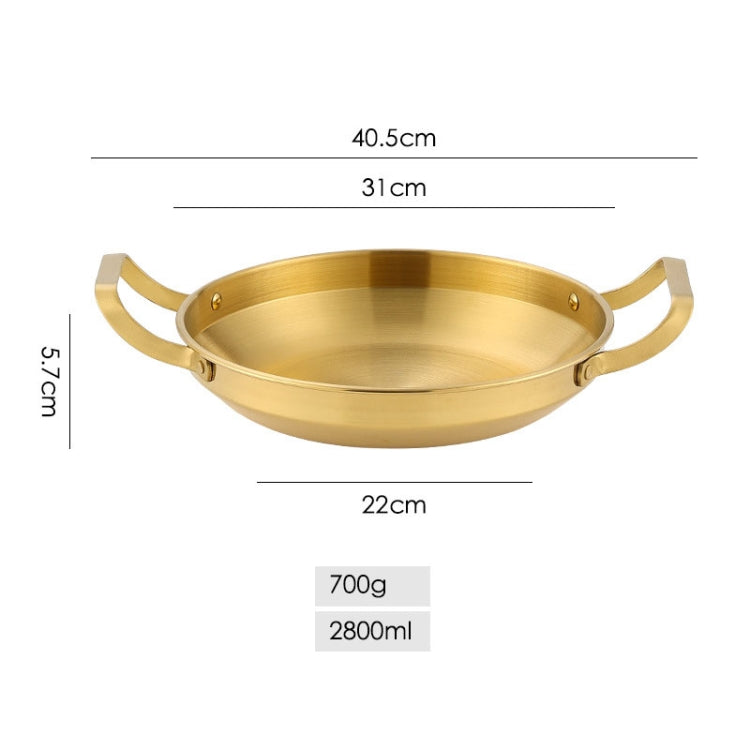 Thickened Stainless Steel Double Ears Pan Seafood Rice Pan Fried Chicken Tray, Size: 30cm Golden