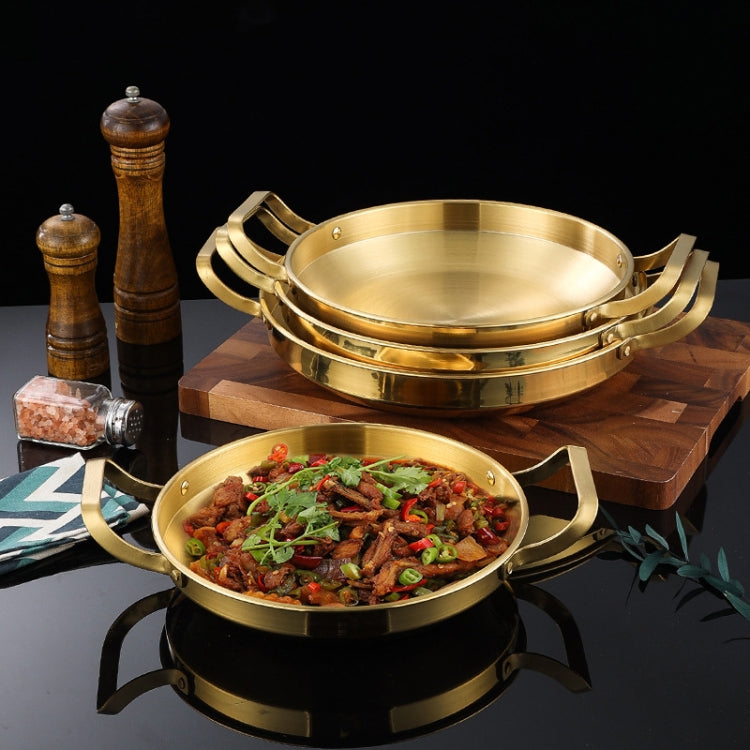 Thickened Stainless Steel Double Ears Pan Seafood Rice Pan Fried Chicken Tray, Size: 28cm Golden
