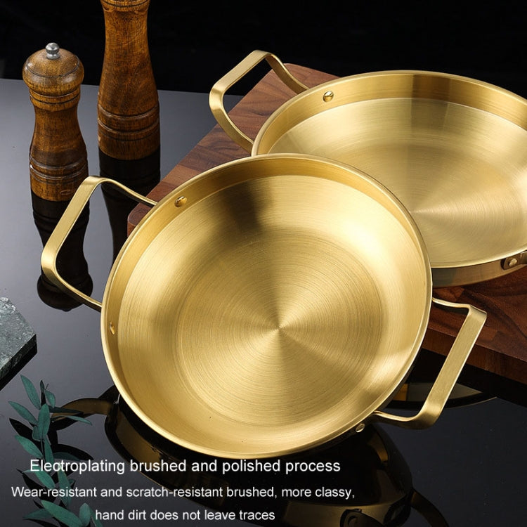 Thickened Stainless Steel Double Ears Pan Seafood Rice Pan Fried Chicken Tray, Size: 28cm Golden