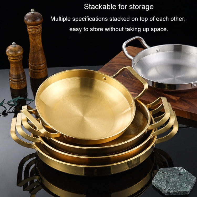 Thickened Stainless Steel Double Ears Pan Seafood Rice Pan Fried Chicken Tray, Size: 28cm Golden