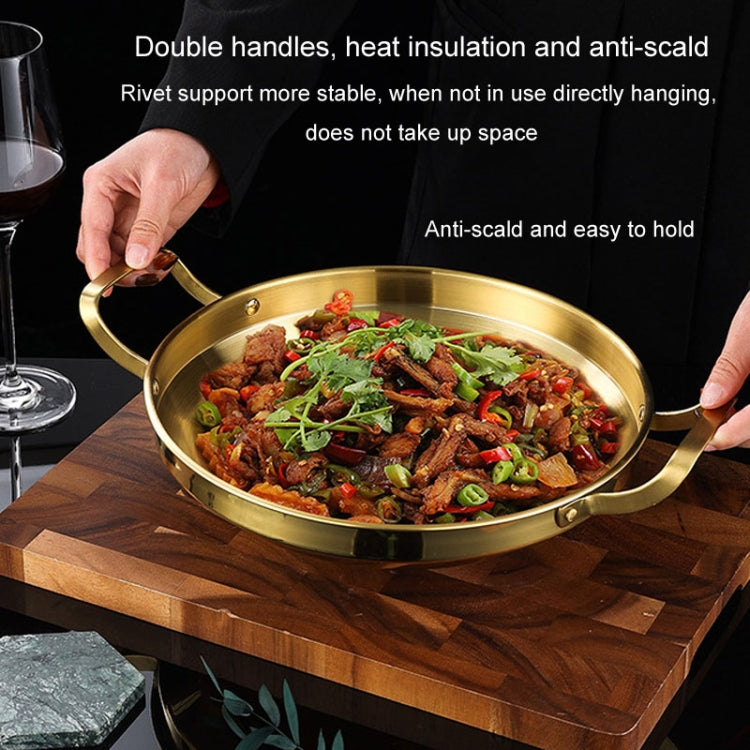 Thickened Stainless Steel Double Ears Pan Seafood Rice Pan Fried Chicken Tray, Size: 30cm Golden