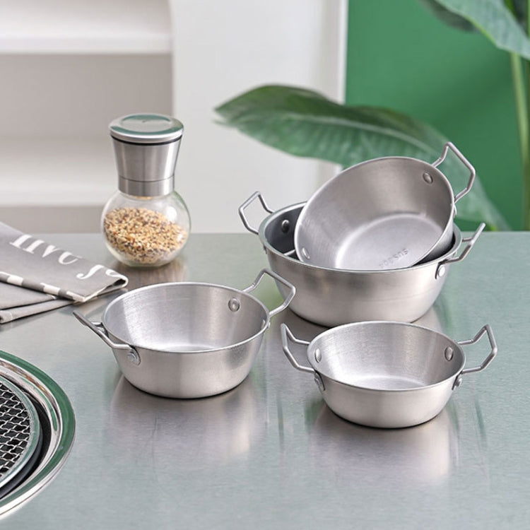 17cm 304 Stainless Steel Thickened Double Ear Soup Bowl Snack Bowl Fried Chicken Bowl(Silver)