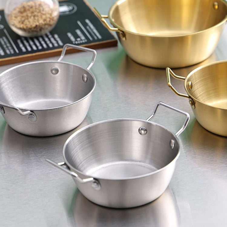14cm 304 Stainless Steel Thickened Double Ear Soup Bowl Snack Bowl Fried Chicken Bowl(Silver)