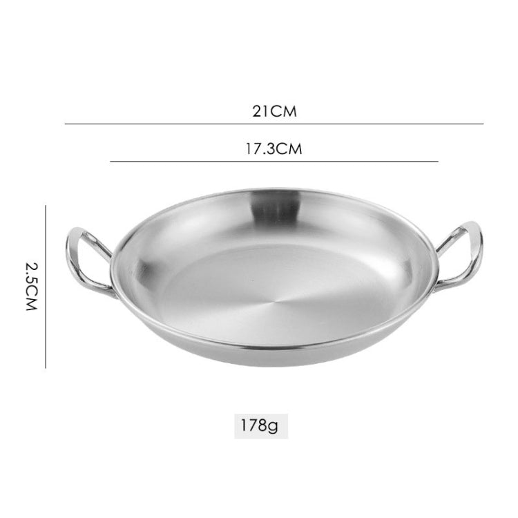 304 Stainless Steel With Double Ear Snack Tray Fried Chicken Chips Cold Dishes Candy Snacks Tray, Size: 17cm Round (Silver)
