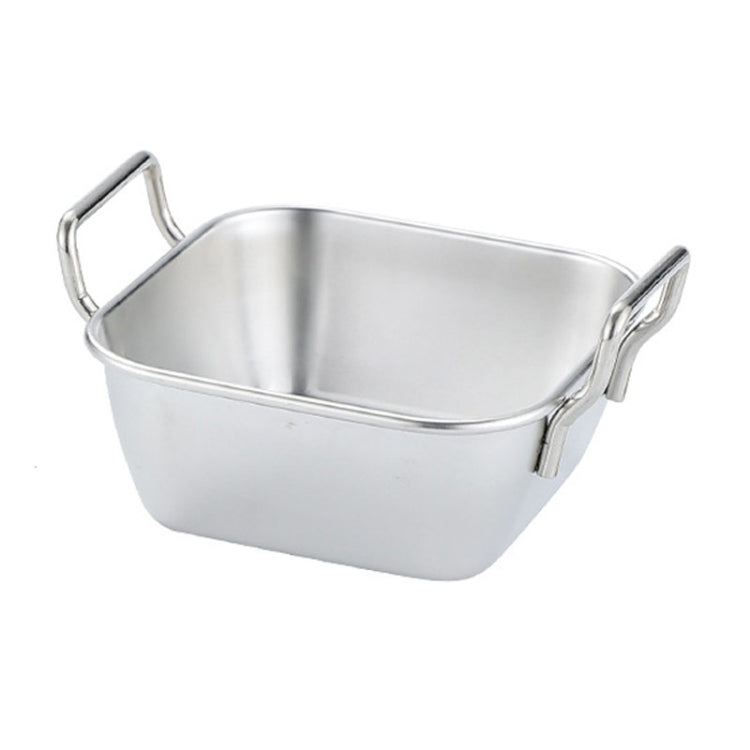 304 Stainless Steel With Double Ear Snack Tray Fried Chicken Chips Cold Dishes Candy Snacks Tray, Size: Small Square (Silver)
