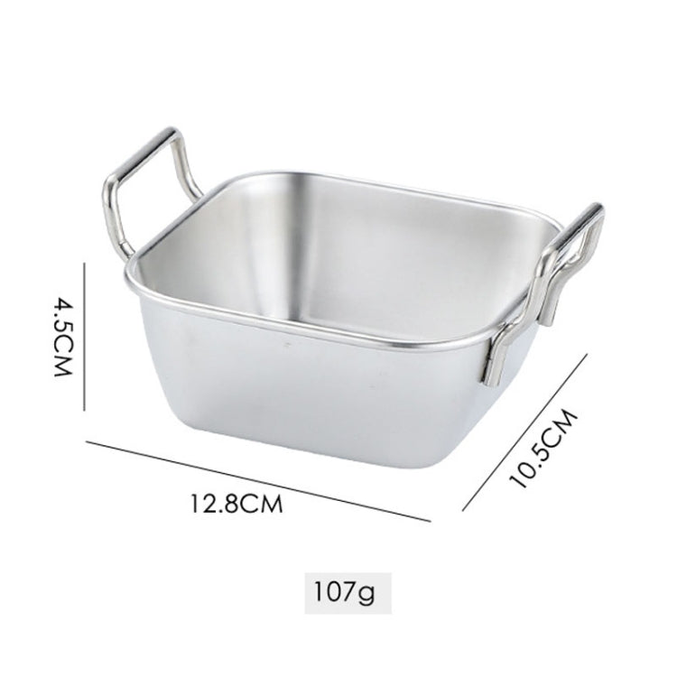 304 Stainless Steel With Double Ear Snack Tray Fried Chicken Chips Cold Dishes Candy Snacks Tray, Size: Small Square (Silver)