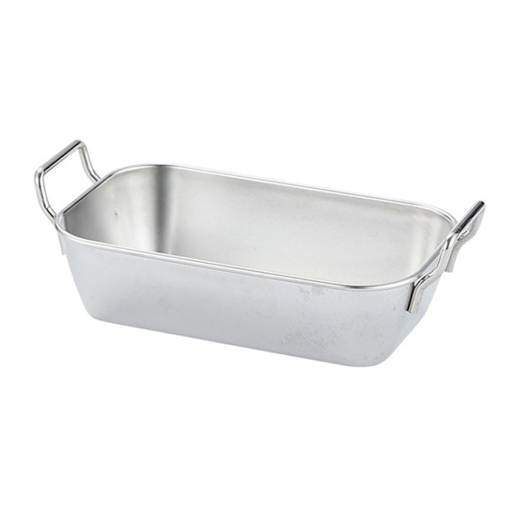 304 Stainless Steel With Double Ear Snack Tray Fried Chicken Chips Cold Dishes Candy Snacks Tray, Size: Large Square (Silver)