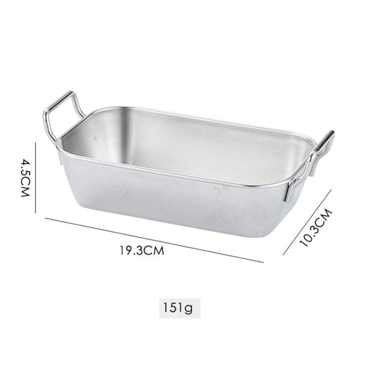 304 Stainless Steel With Double Ear Snack Tray Fried Chicken Chips Cold Dishes Candy Snacks Tray, Size: Large Square (Silver)