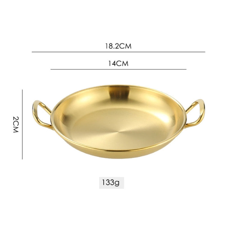 304 Stainless Steel With Double Ear Snack Tray Fried Chicken Chips Cold Dishes Candy Snacks Tray, Size: 13cm Round (Gold)