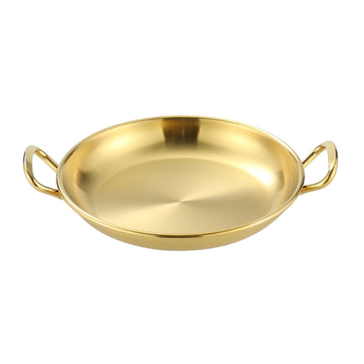 304 Stainless Steel With Double Ear Snack Tray Fried Chicken Chips Cold Dishes Candy Snacks Tray, Size: 17cm Round (Gold)
