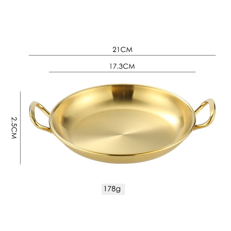 304 Stainless Steel With Double Ear Snack Tray Fried Chicken Chips Cold Dishes Candy Snacks Tray, Size: 17cm Round (Gold)
