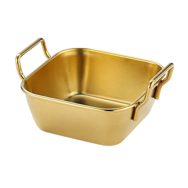 304 Stainless Steel With Double Ear Snack Tray Fried Chicken Chips Cold Dishes Candy Snacks Tray, Size: Small Square (Gold)