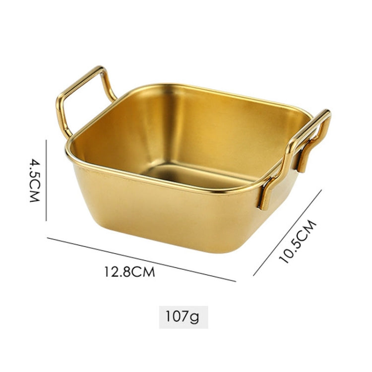 304 Stainless Steel With Double Ear Snack Tray Fried Chicken Chips Cold Dishes Candy Snacks Tray, Size: Small Square (Gold)