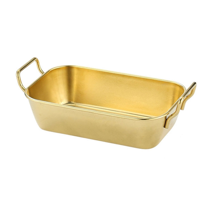 304 Stainless Steel With Double Ear Snack Tray Fried Chicken Chips Cold Dishes Candy Snacks Tray, Size: Large Square (Gold)