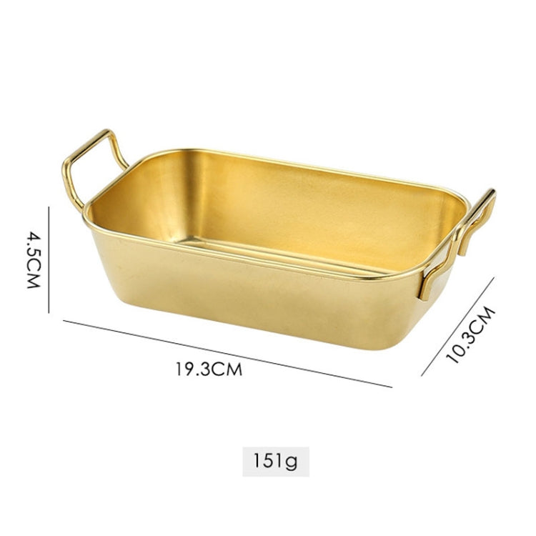 304 Stainless Steel With Double Ear Snack Tray Fried Chicken Chips Cold Dishes Candy Snacks Tray, Size: Large Square (Gold)