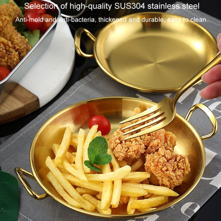 304 Stainless Steel With Double Ear Snack Tray Fried Chicken Chips Cold Dishes Candy Snacks Tray, Size: Large Square (Silver)