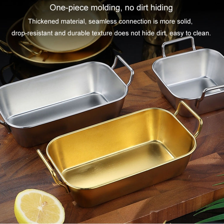 304 Stainless Steel With Double Ear Snack Tray Fried Chicken Chips Cold Dishes Candy Snacks Tray, Size: 17cm Round (Silver)