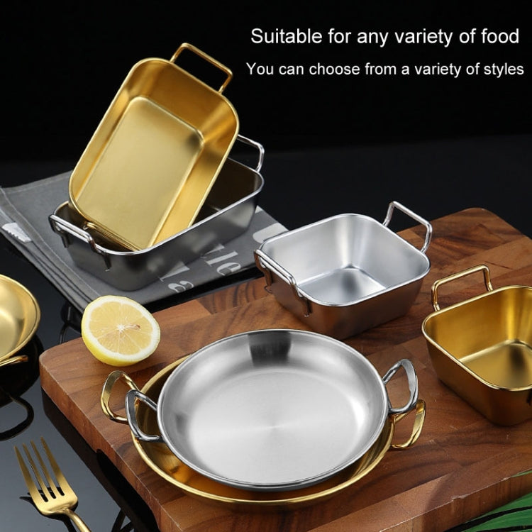304 Stainless Steel With Double Ear Snack Tray Fried Chicken Chips Cold Dishes Candy Snacks Tray, Size: Large Square (Silver)