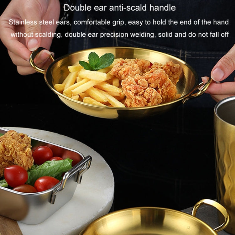 304 Stainless Steel With Double Ear Snack Tray Fried Chicken Chips Cold Dishes Candy Snacks Tray, Size: Small Square (Silver)