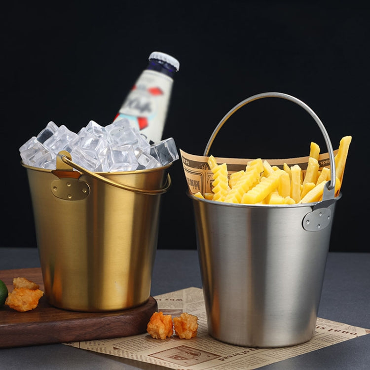 1000ml 304 Stainless Steel Handheld Ice Bucket Bar Beer Chill Bucket Chips Milk Tea Snacks Barrel(Silver)