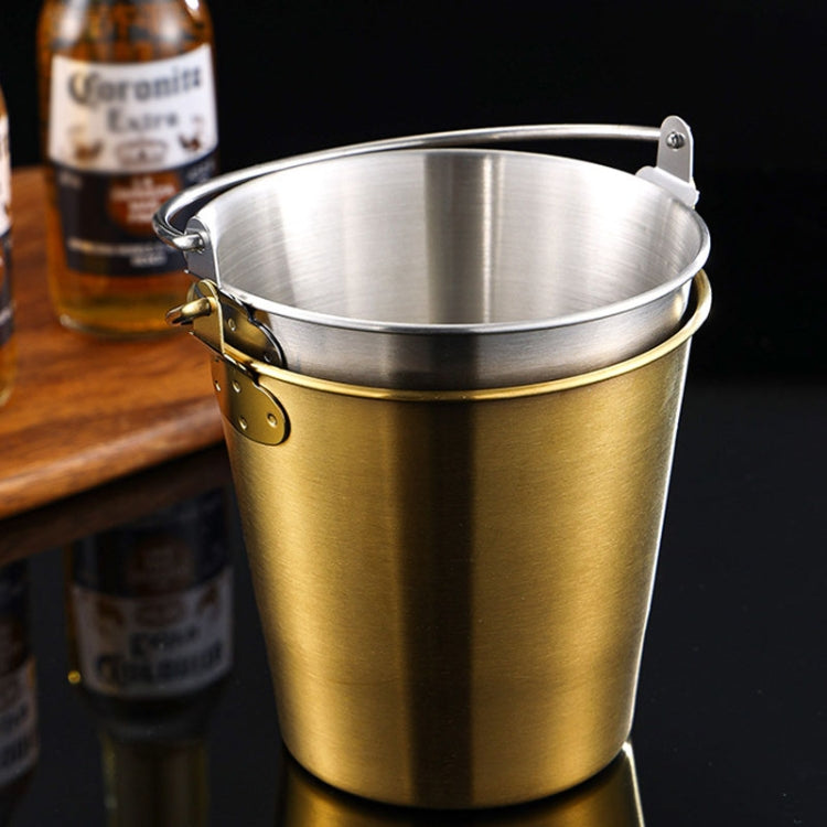 700ml 304 Stainless Steel Handheld Ice Bucket Bar Beer Chill Bucket Chips Milk Tea Snacks Barrel(Silver)