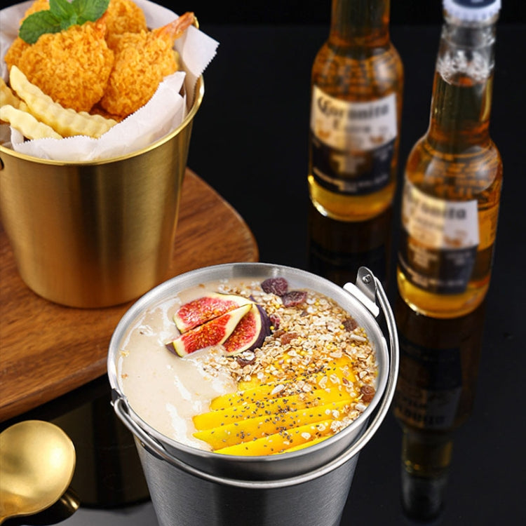 700ml 304 Stainless Steel Handheld Ice Bucket Bar Beer Chill Bucket Chips Milk Tea Snacks Barrel(Silver)