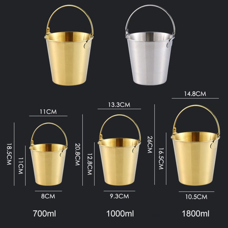 1000ml 304 Stainless Steel Handheld Ice Bucket Bar Beer Chill Bucket Chips Milk Tea Snacks Barrel(Gold)