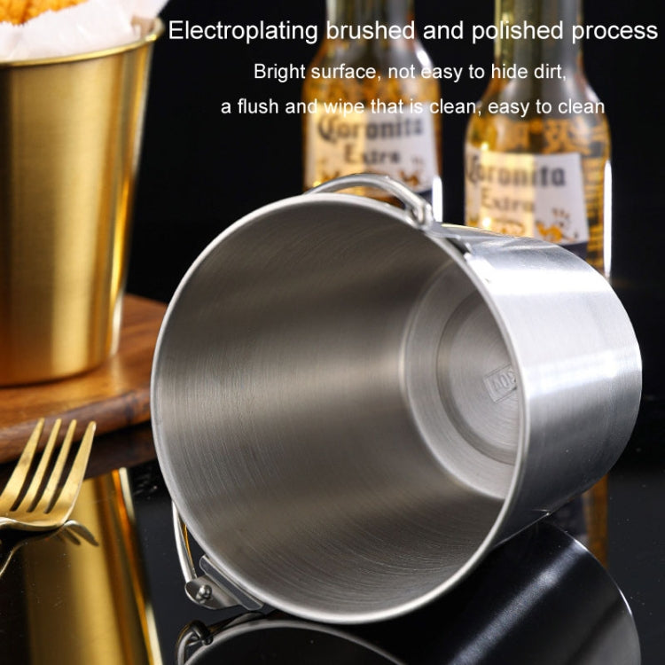1000ml 304 Stainless Steel Handheld Ice Bucket Bar Beer Chill Bucket Chips Milk Tea Snacks Barrel(Silver)