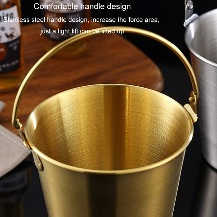 1800ml 304 Stainless Steel Handheld Ice Bucket Bar Beer Chill Bucket Chips Milk Tea Snacks Barrel(Silver)
