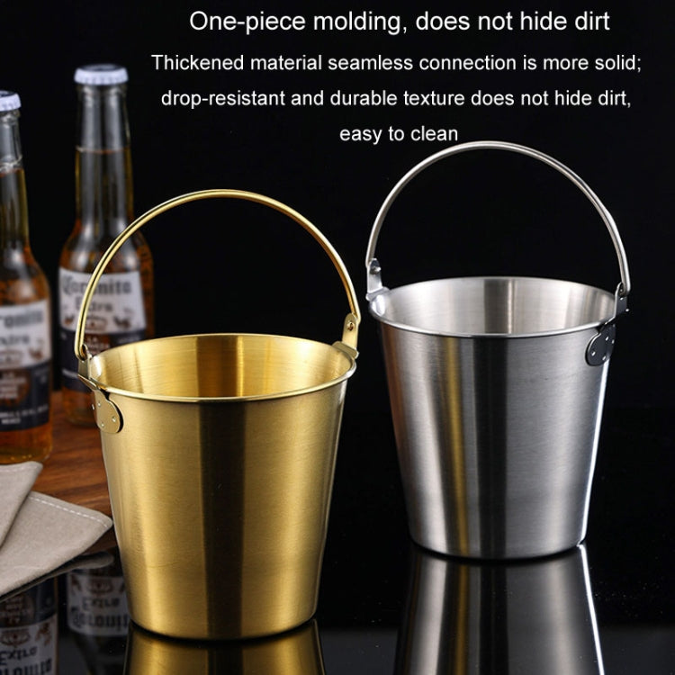 1800ml 304 Stainless Steel Handheld Ice Bucket Bar Beer Chill Bucket Chips Milk Tea Snacks Barrel(Silver)