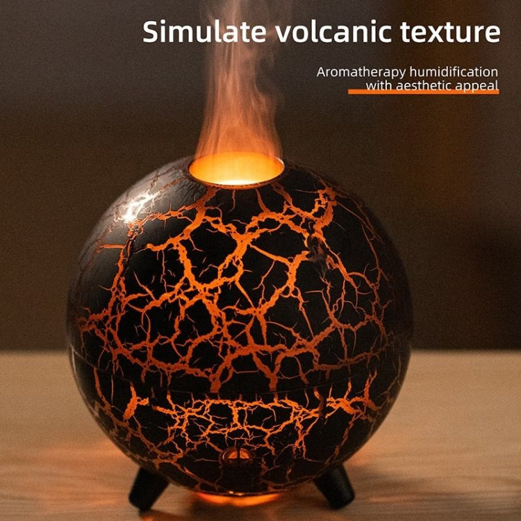 D612 USB Plug-in Colorful Gradient Atmosphere Light Flame Crack Aromatherapy Humidifier(Black)