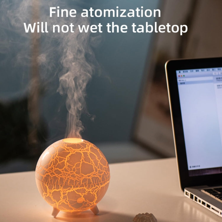 D612 USB Plug-in Colorful Gradient Atmosphere Light Flame Crack Aromatherapy Humidifier(White)