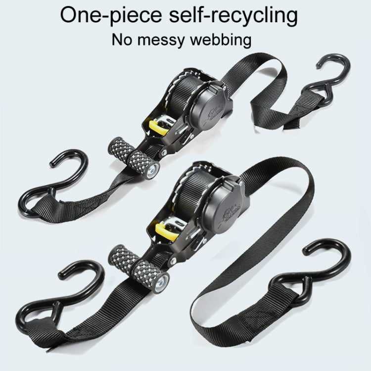 Auto Retract Tensioner Automobile And Motorcycle Cargo Fixing Straps(Black)