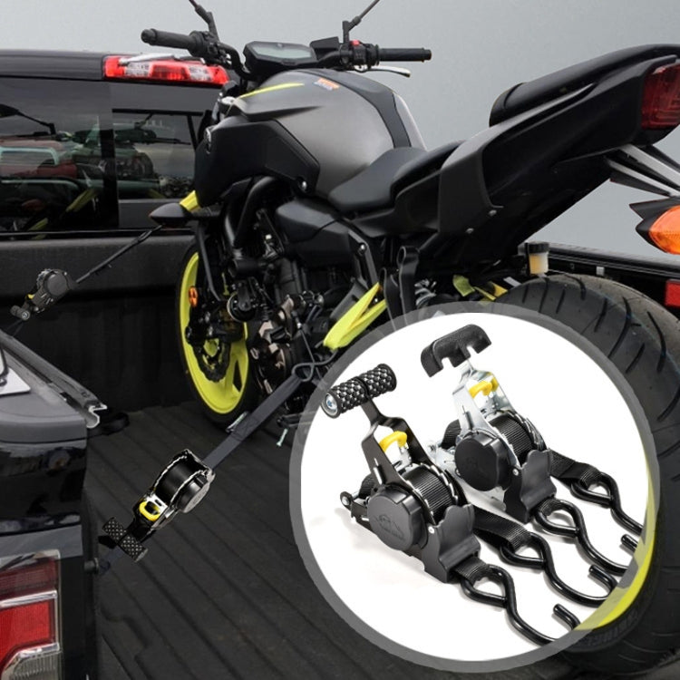 Auto Retract Tensioner Automobile And Motorcycle Cargo Fixing Straps(Black)
