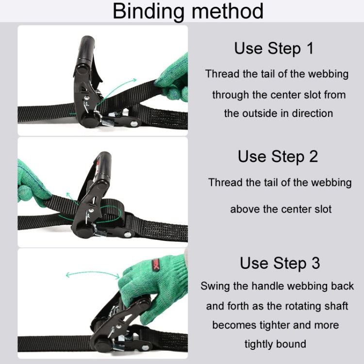 Motorcycle Ratchet Tensioner Cargo Bundling And Luggage Fixing Straps, Length: 3m