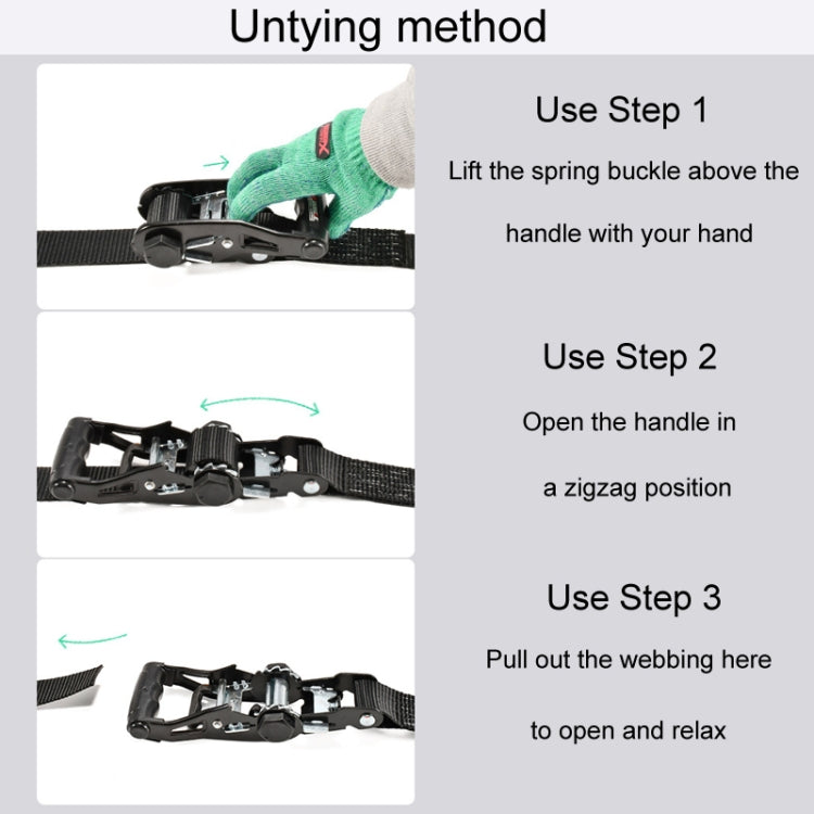 Motorcycle Ratchet Tensioner Cargo Bundling And Luggage Fixing Straps, Length: 3m
