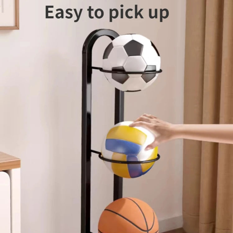 5 Layers Basketball Storage Rack Volleyball Stand Holder(White)