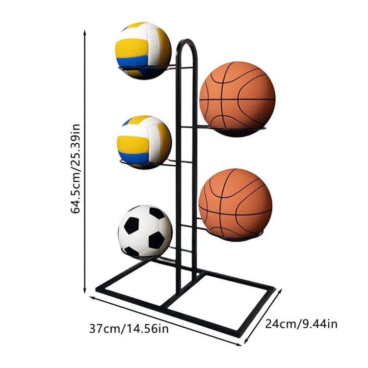 5 Layers Basketball Storage Rack Volleyball Stand Holder(White)