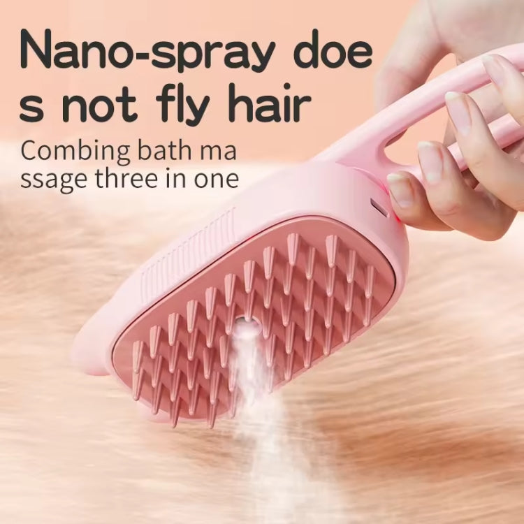 Pet Electrical Spray Massage Comb Hair Removal Cleaning Grooming Brush(Cat Rotating Handle White)