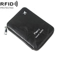 RFID Anti-theft Large Capacity Zipper Passport Bag Multifunctional Travel Document Storage Bag(Black)