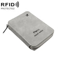 RFID Anti-theft Large Capacity Zipper Passport Bag Multifunctional Travel Document Storage Bag(Gray White)