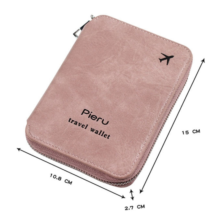 RFID Anti-theft Large Capacity Zipper Passport Bag Multifunctional Travel Document Storage Bag(Pink)