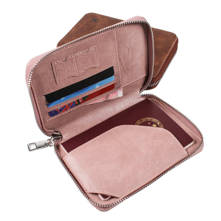 RFID Anti-theft Large Capacity Zipper Passport Bag Multifunctional Travel Document Storage Bag(Gray White)