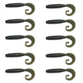5cm 10pcs /Pack HENGJIA Curved-Tail Soft Dummy Bait Freshwater Fishing Lures(Gray Black)