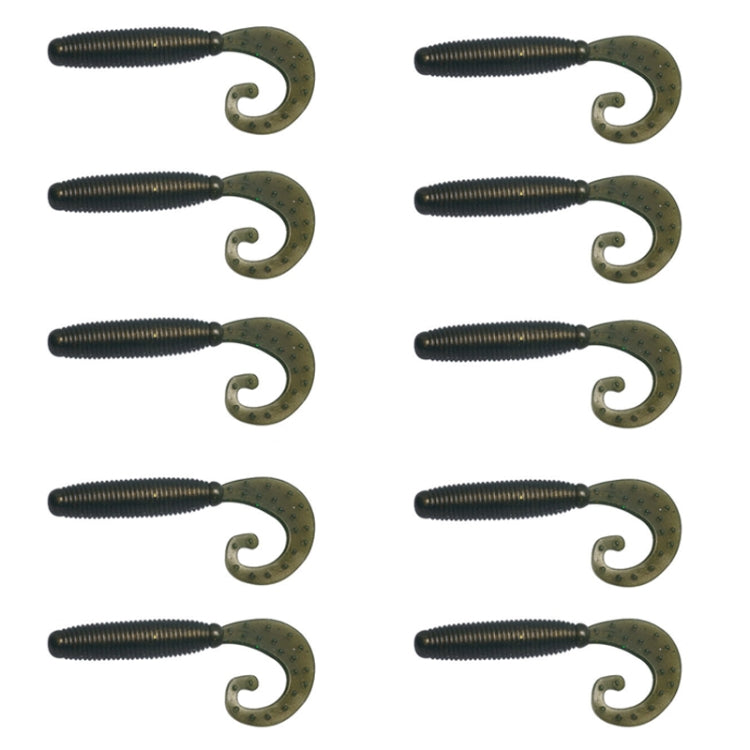 5cm 10pcs /Pack HENGJIA Curved-Tail Soft Dummy Bait Freshwater Fishing Lures(Gray Black)