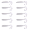 6cm 10pcs /Pack HENGJIA Curved-Tail Soft Dummy Bait Freshwater Fishing Lures(Silver White)