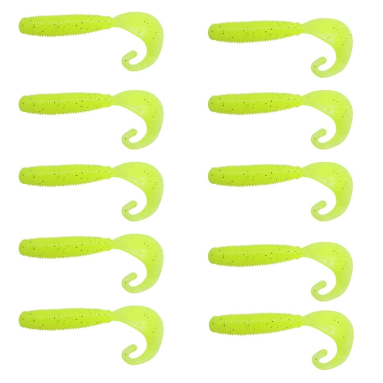 6cm 10pcs /Pack HENGJIA Curved-Tail Soft Dummy Bait Freshwater Fishing Lures(Light Yellow)