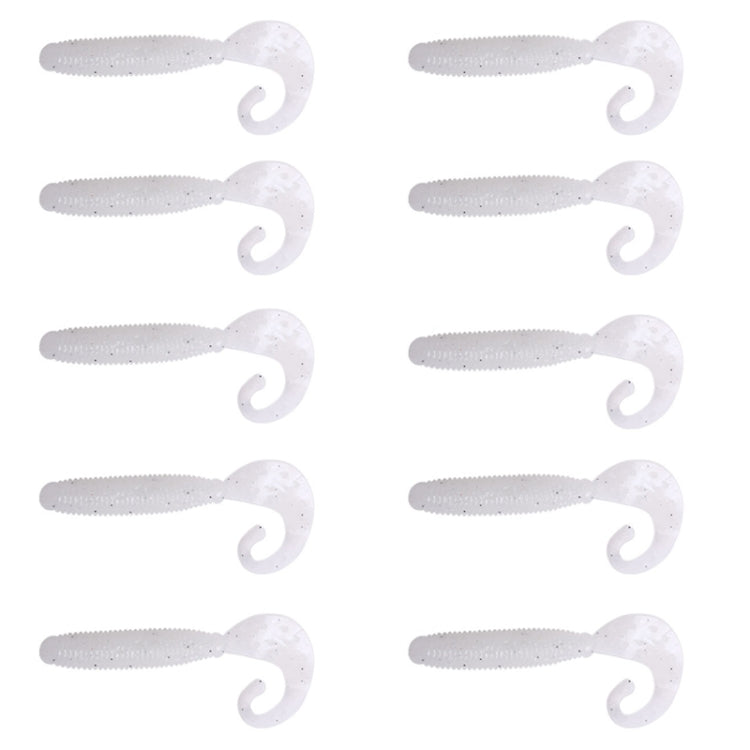 7cm 10pcs /Pack HENGJIA Curved-Tail Soft Dummy Bait Freshwater Fishing Lures(Silver White)