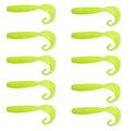 7cm 10pcs /Pack HENGJIA Curved-Tail Soft Dummy Bait Freshwater Fishing Lures(Light Yellow)
