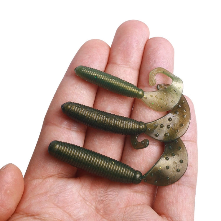 7cm 10pcs /Pack HENGJIA Curved-Tail Soft Dummy Bait Freshwater Fishing Lures(Gray Black)